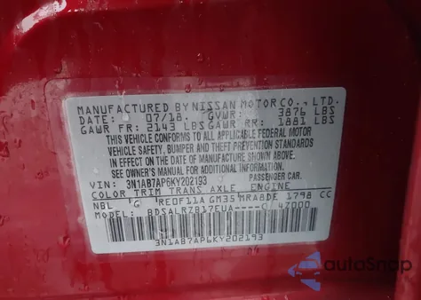 2019 Nissan Sentra Sr from USA, damaged, VIN 3N1AB7AP6KY202193